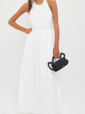 Tuckernuck NWT White Halter Maxi Marcie Dress Sz M Preppy Classic Festival